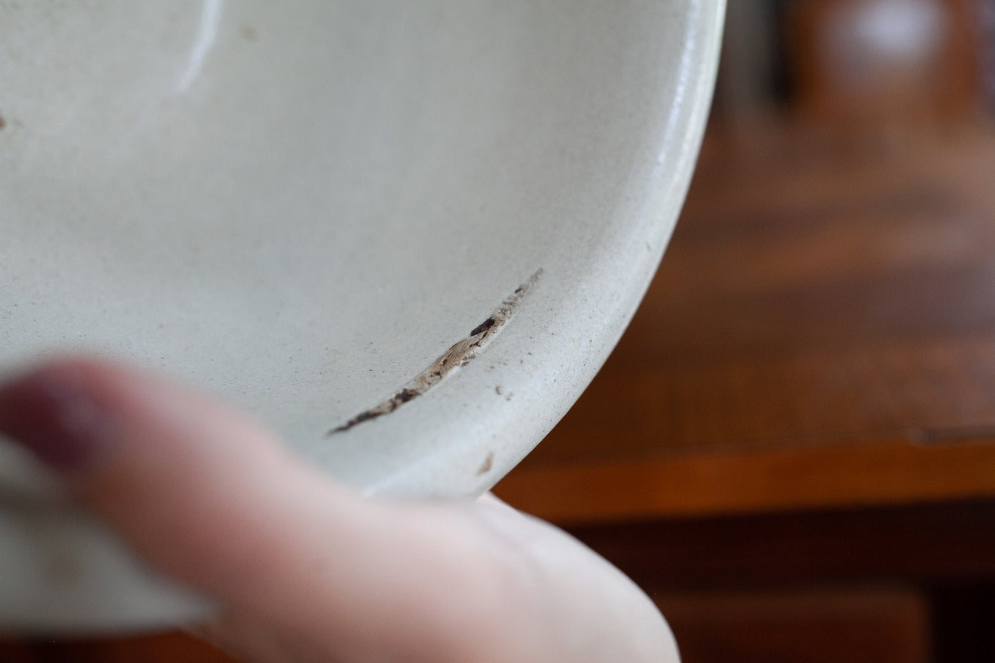 Vintage Bowl- crock mixing bowl blue ring