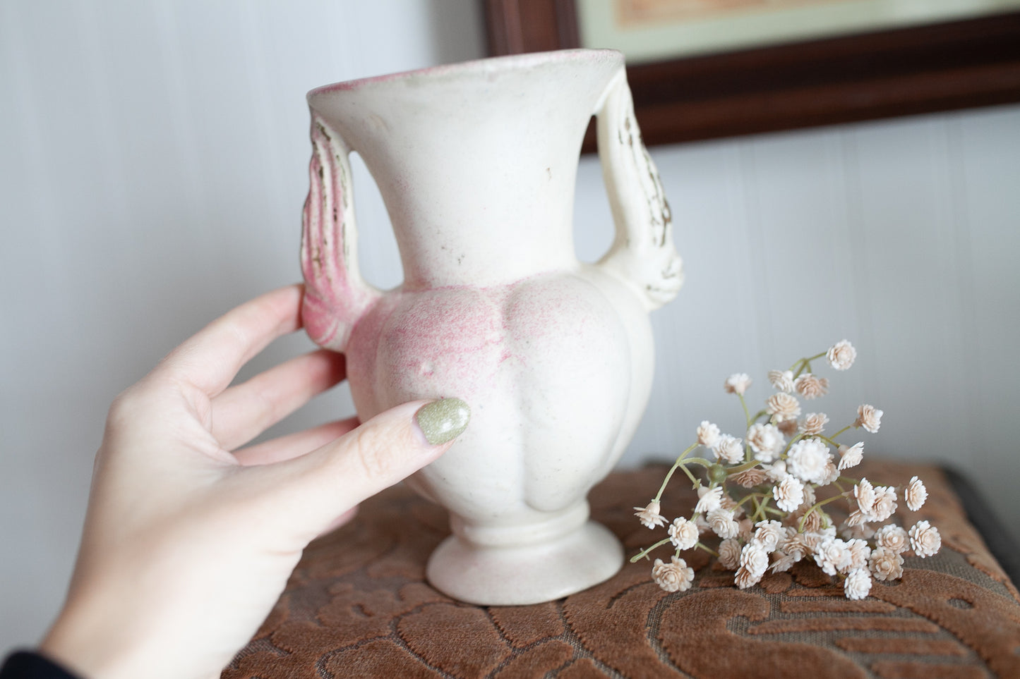 Vintage Pottery - Pink Pottery- Niloak Pottery Winged Victory Vase