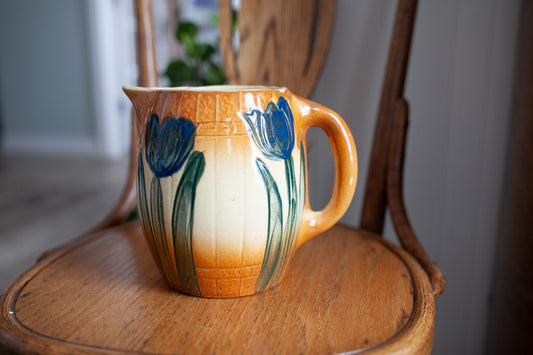 Roseville -Early Pitcher Tulips- Antique Pitcher Roseville Pottery