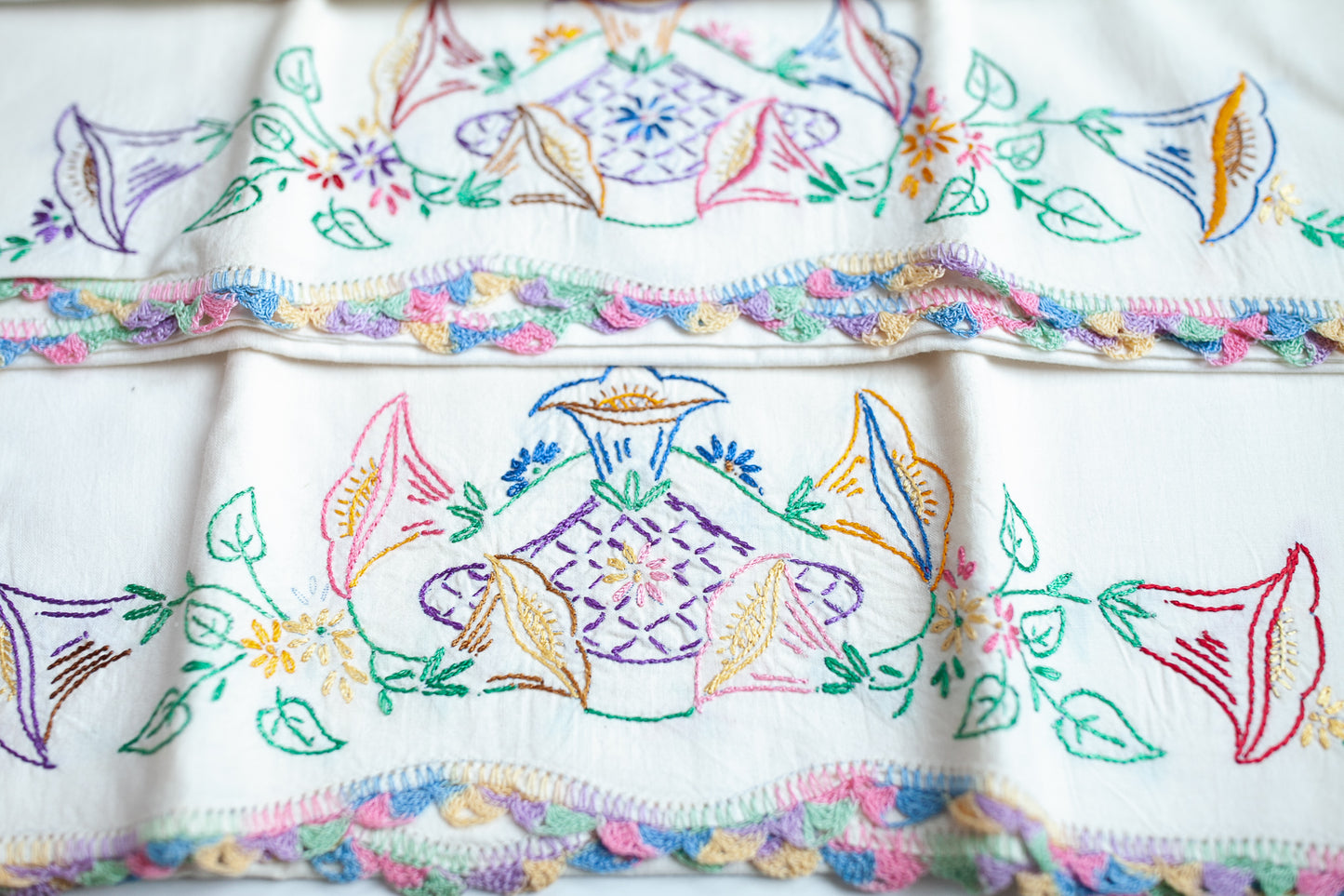 Vintage Embroidered Pillow Cases - Vintage Pillow Case