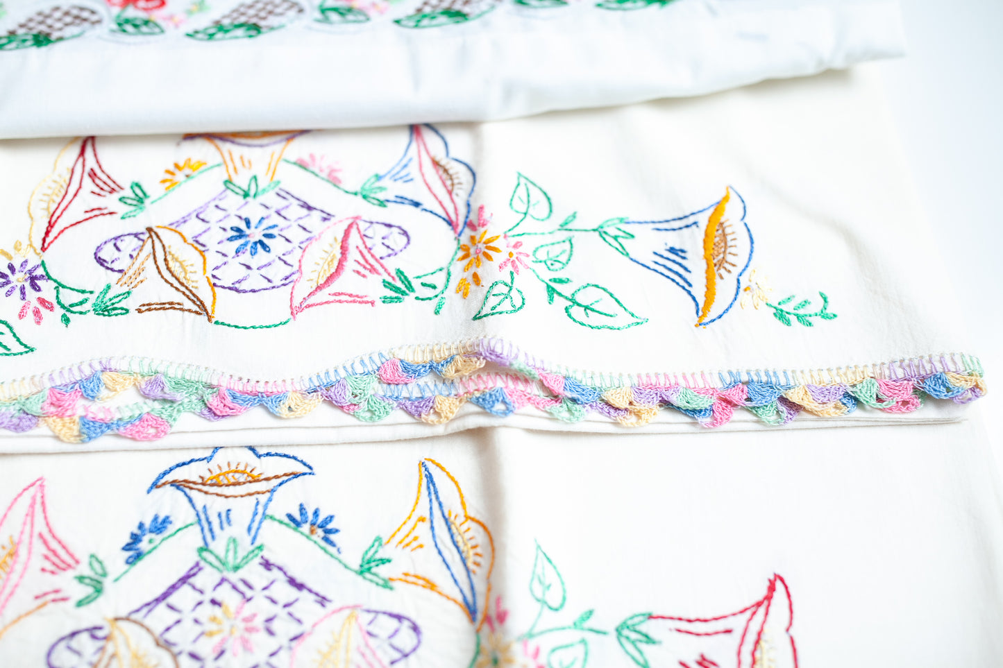 Vintage Embroidered Pillow Cases - Vintage Pillow Case