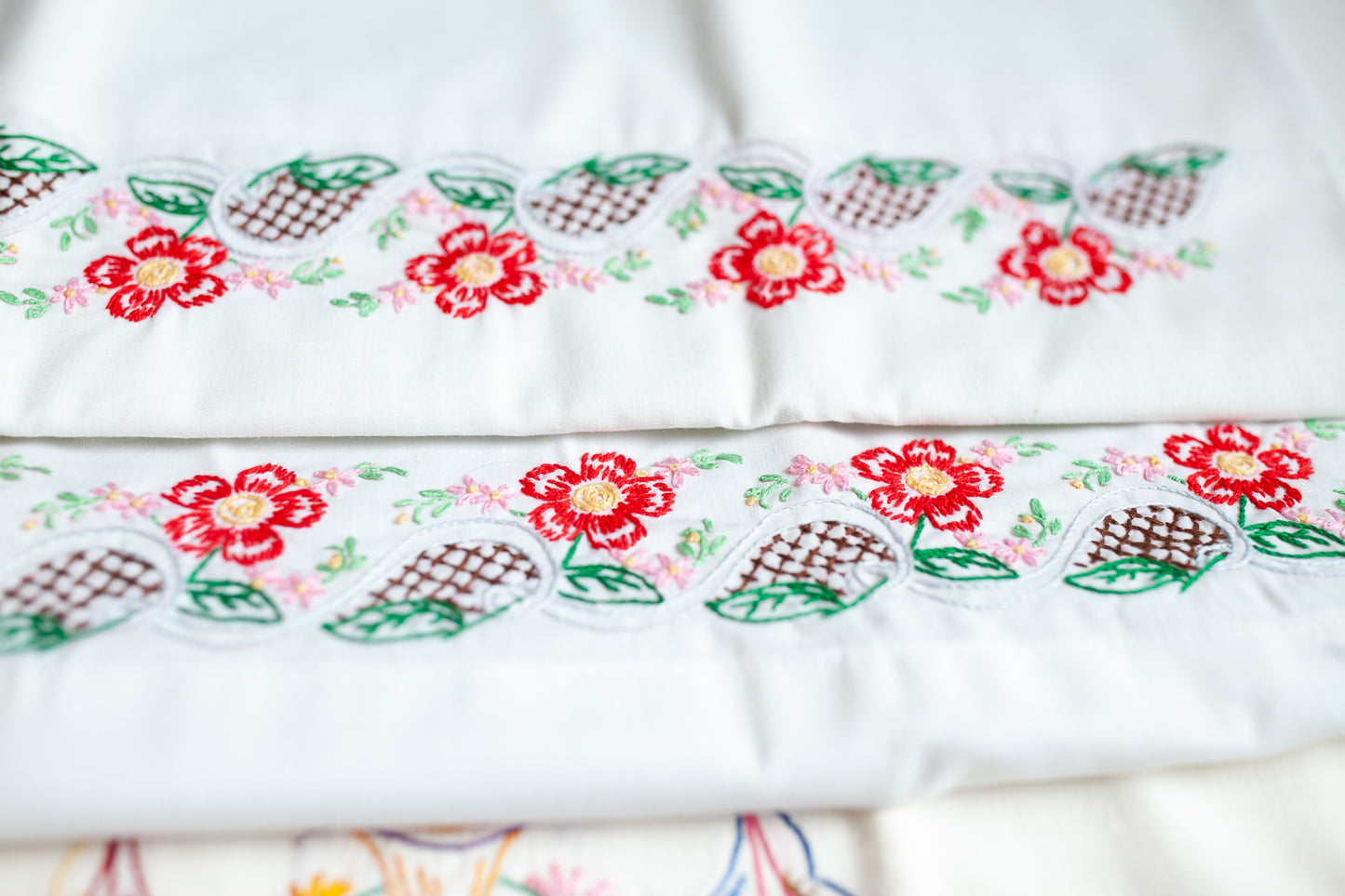 Vintage Embroidered Pillow Cases - Vintage Pillow Case