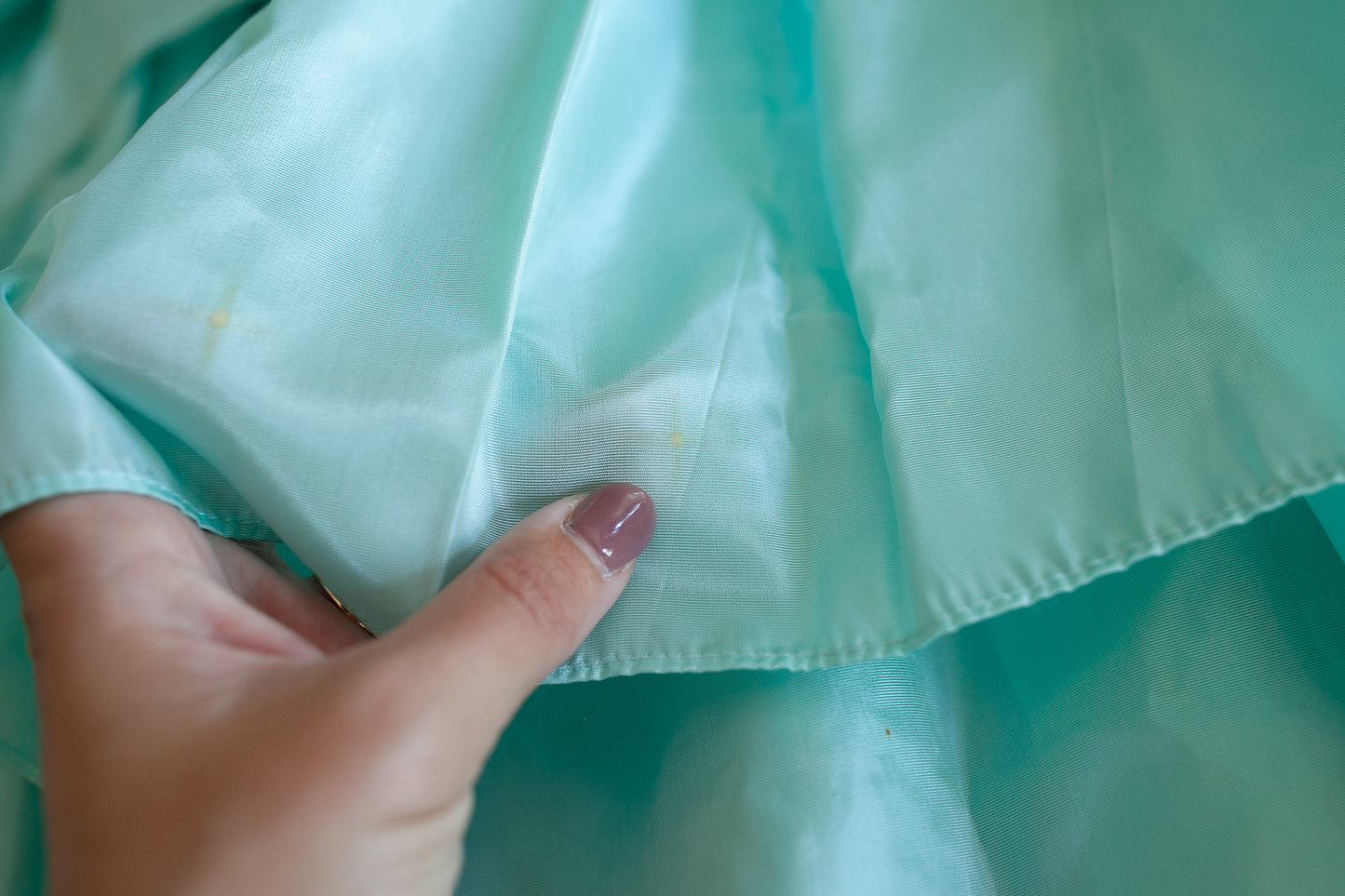 Vintage Dress- Vintage Prom Dress- 2/4 Minty Green Tiered off the shoulder dress