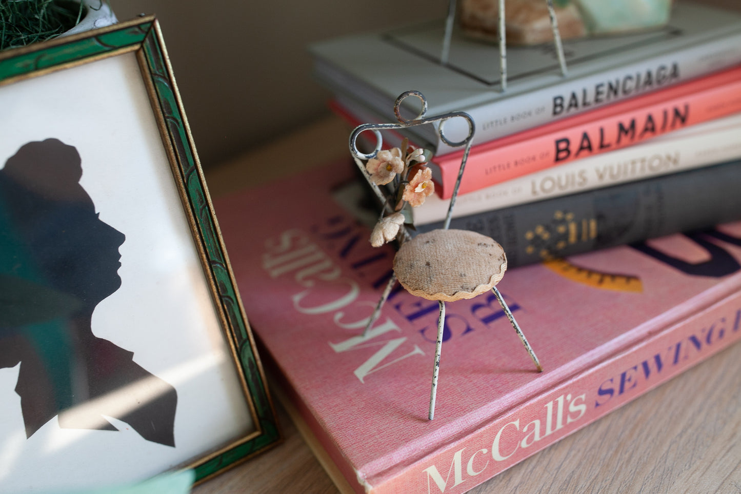 Vintage Pincushion Chairs- Two Little Metal Chairs- Doll House Chair