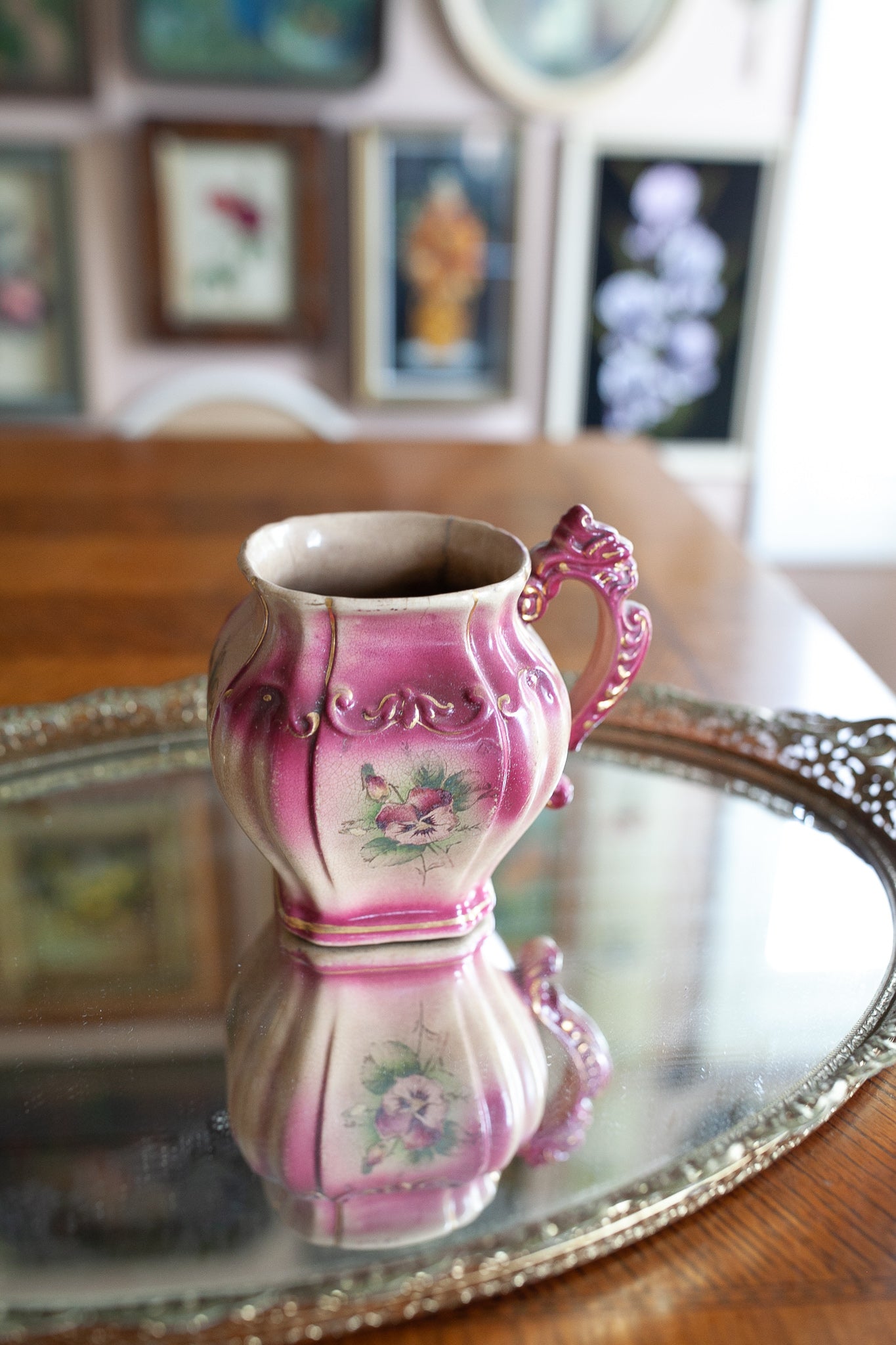 Vintage Vase- Floral -Small Pitcher