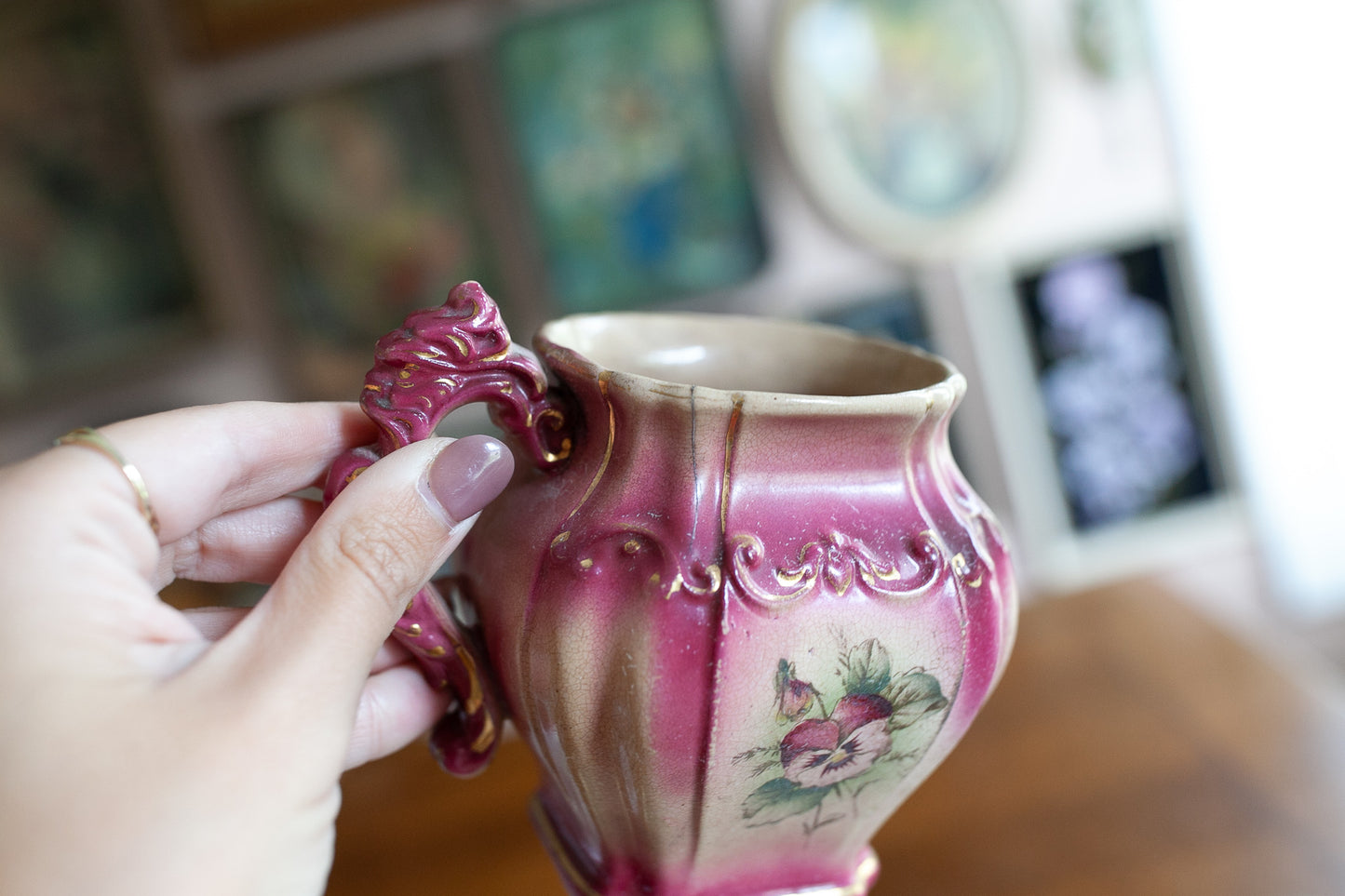 Vintage Vase- Floral -Small Pitcher