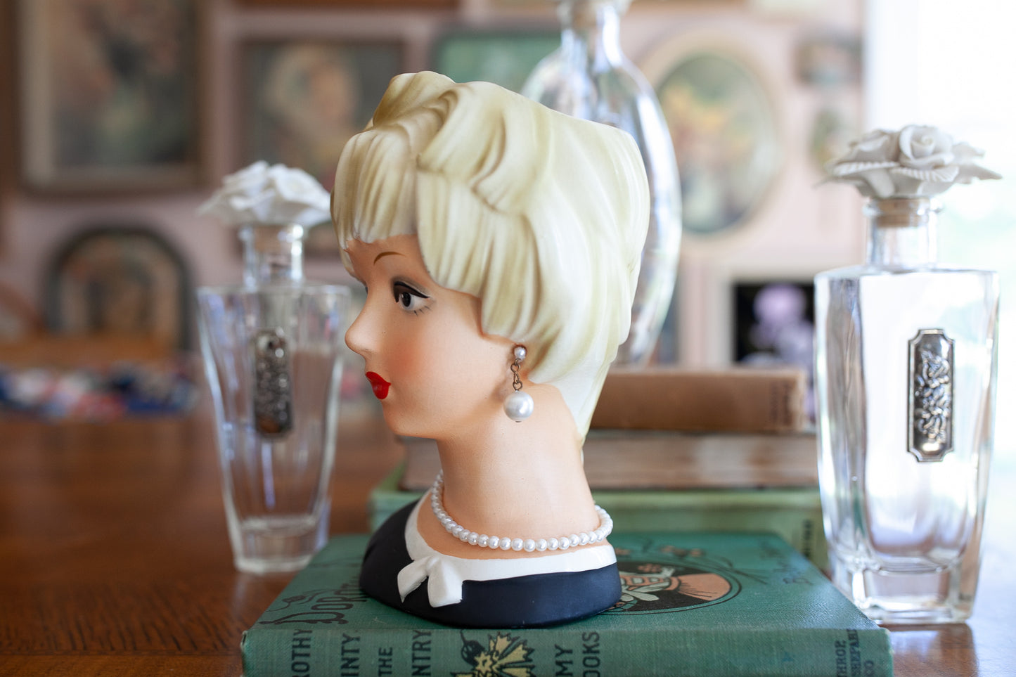 Vintage Lady Head Vase- Relpo K1940- Lady in black