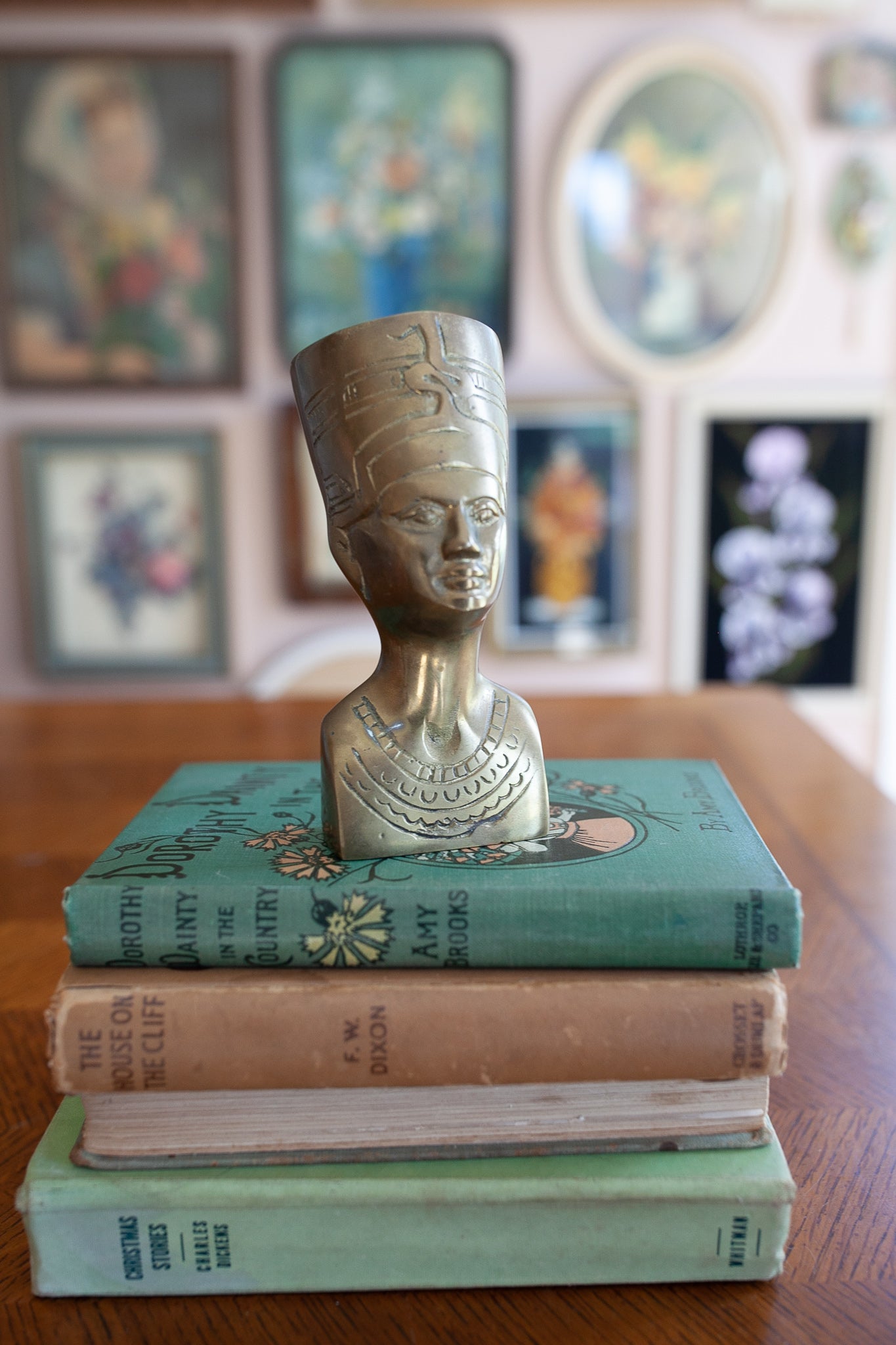 Vintage Egyptian Queen Nefertiti Sculpture Head Bust Brass