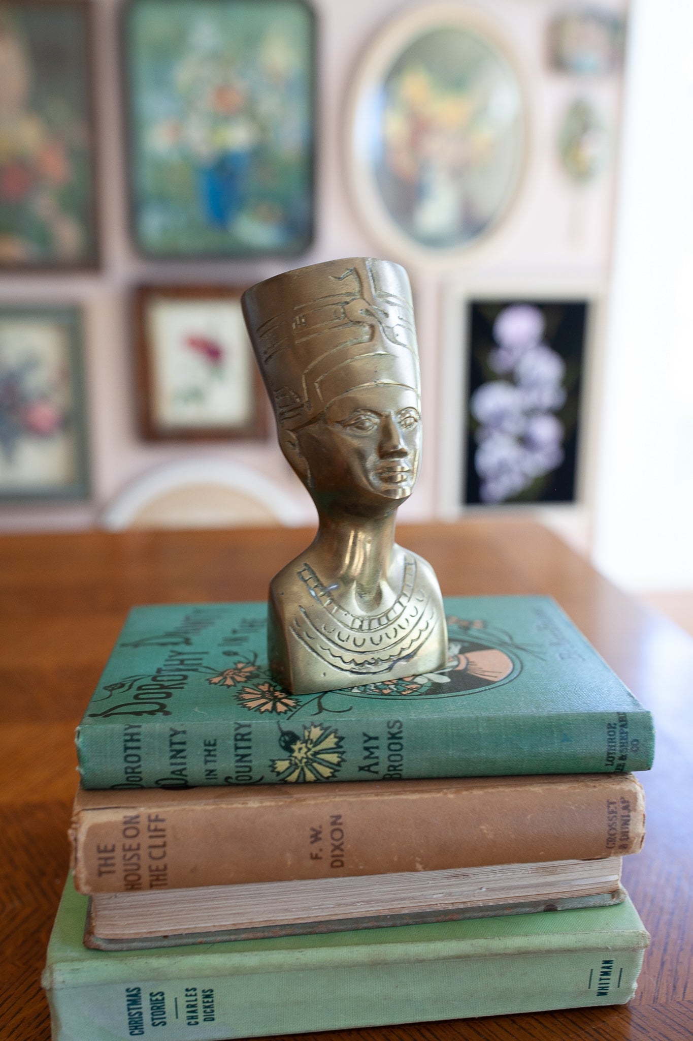 Vintage Egyptian Queen Nefertiti Sculpture Head Bust Brass