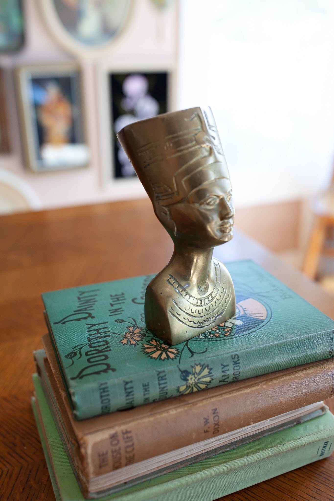 Vintage Egyptian Queen Nefertiti Sculpture Head Bust Brass