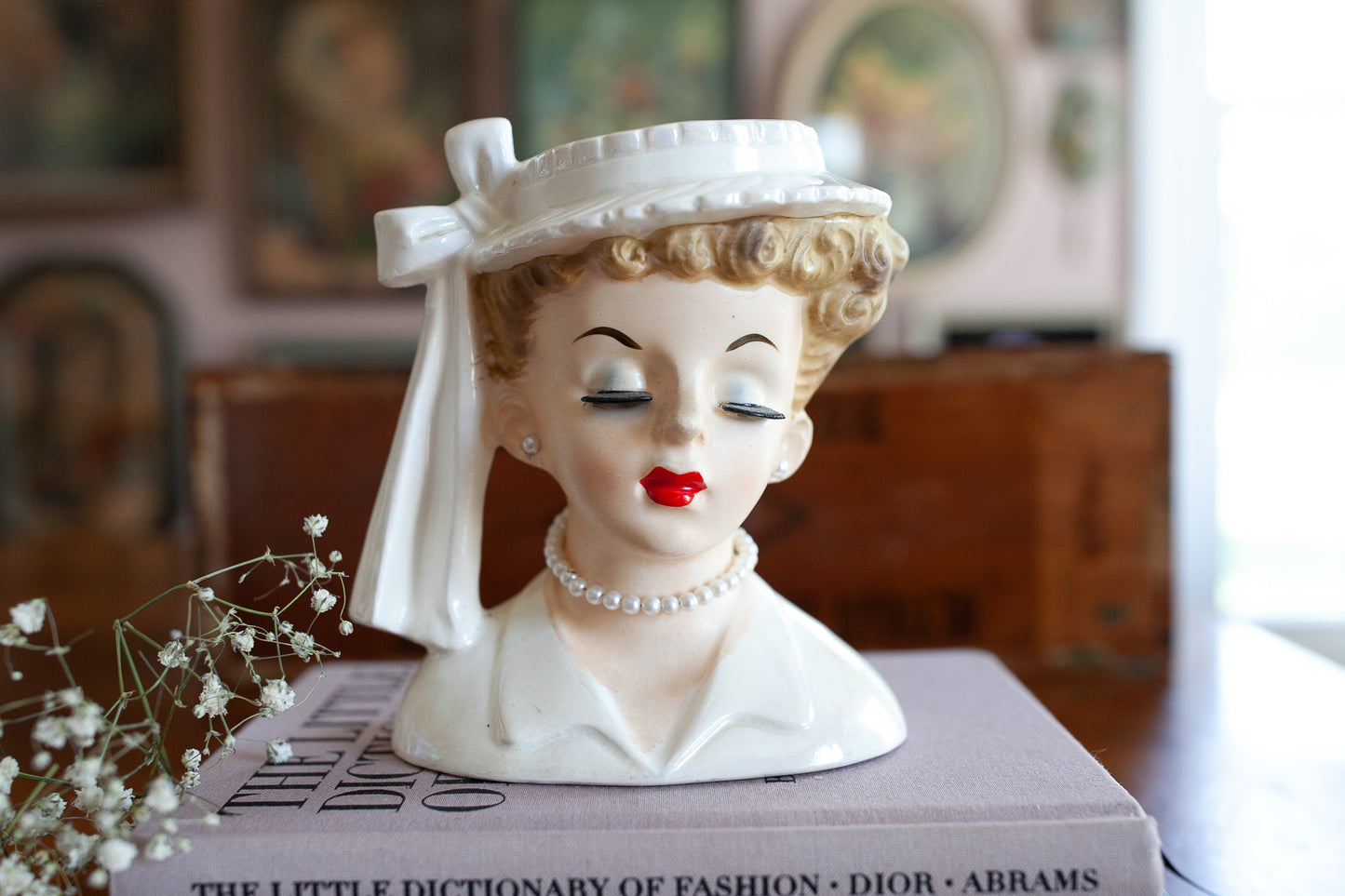 Vintage Head Vase - Lucille Ball -I love Lucy -Head Vase- Lady Head- Irridescent