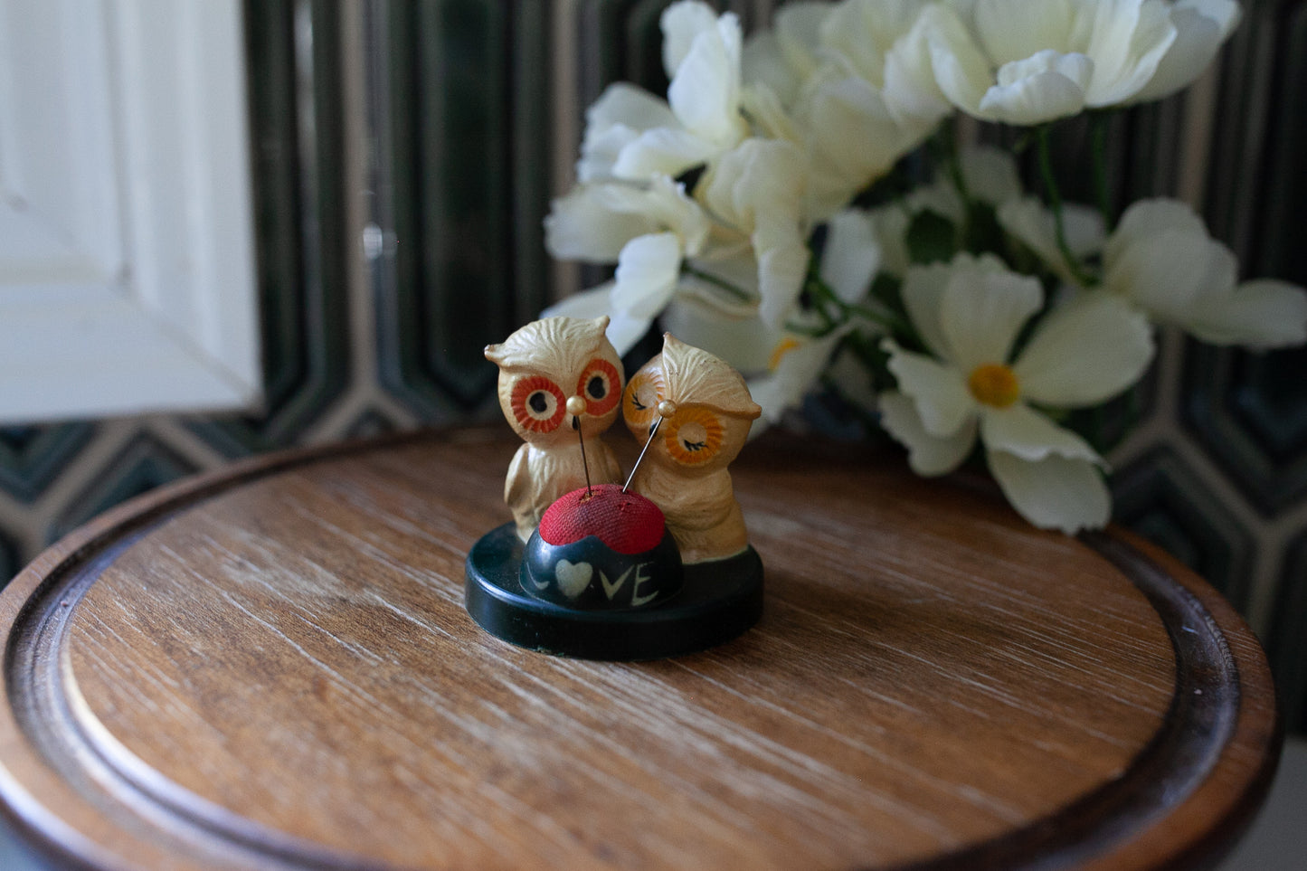 Vintage Owl Pin Cushion- Owls- Pin Cushion -Love