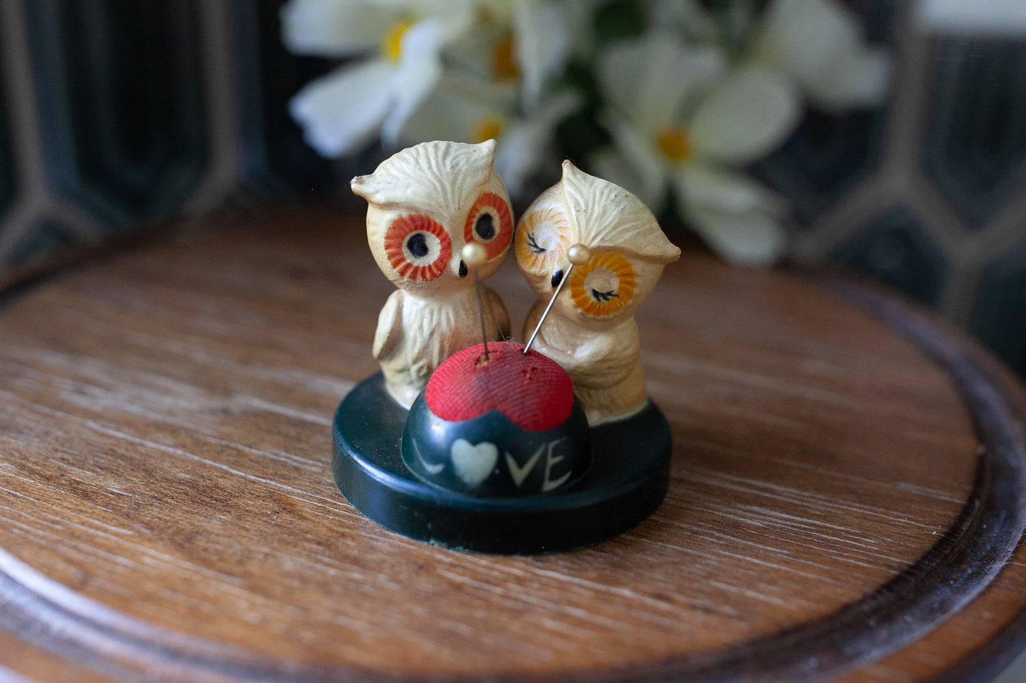 Vintage Owl Pin Cushion- Owls- Pin Cushion -Love