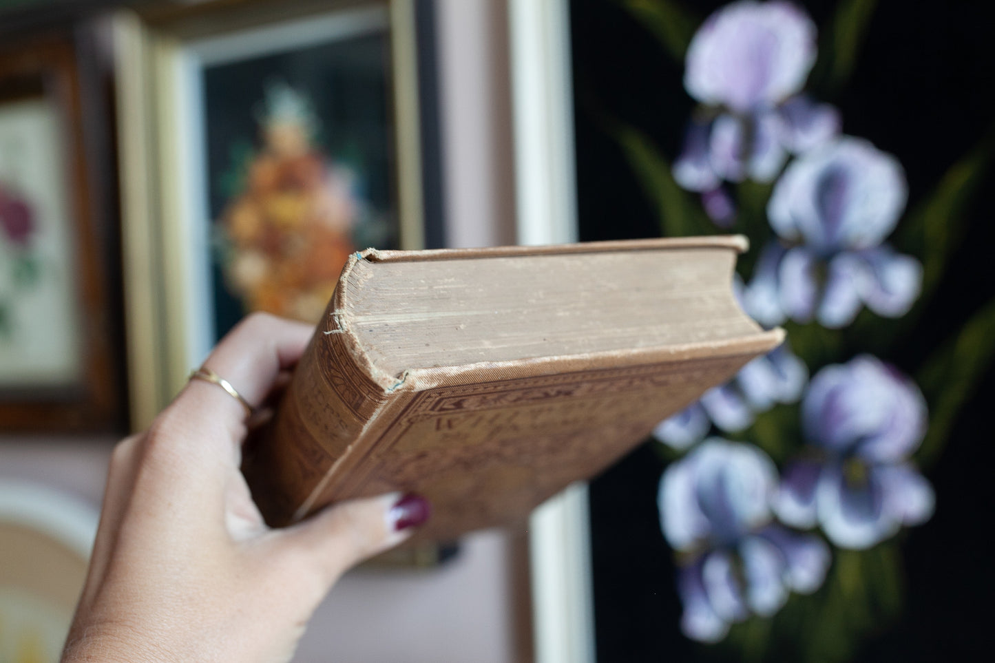 Antique Book- Brown Spine Book- Poetry Book- 1881 Antique 19th century Whittier poetry book Houghton Mifflin edition