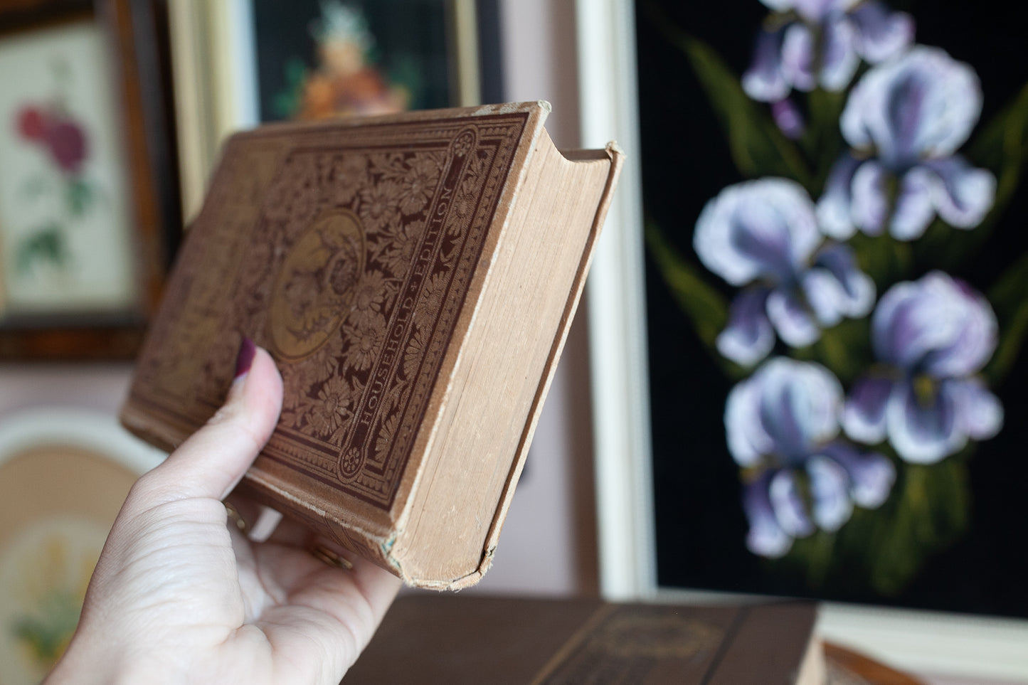 Antique Book- Brown Spine Book- Poetry Book- 1881 Antique 19th century Whittier poetry book Houghton Mifflin edition