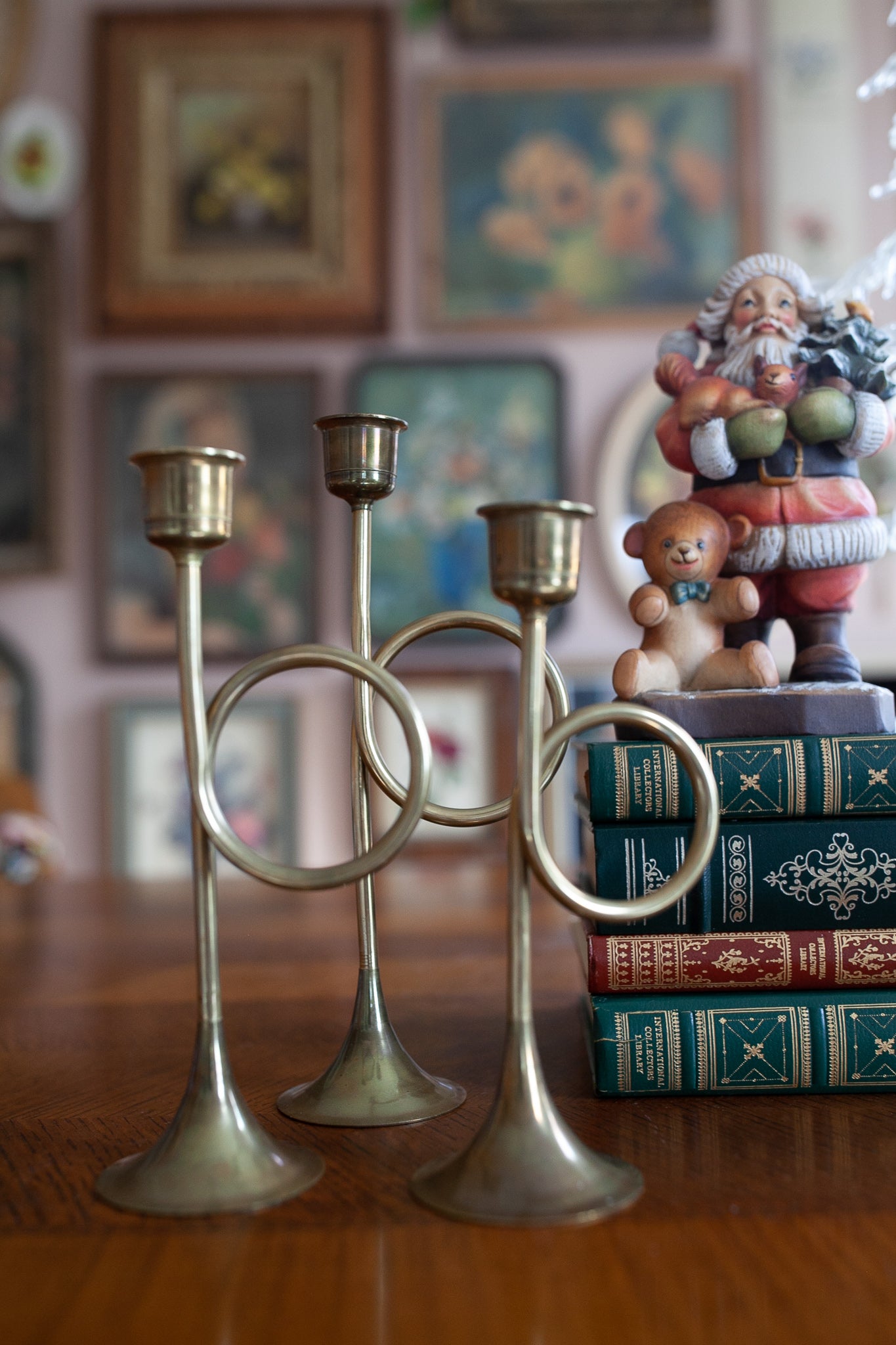 Vintage Candle Holders- Brass Candlesticks- Brass Christmas Candlesticks -Trumpet brass candlesticks