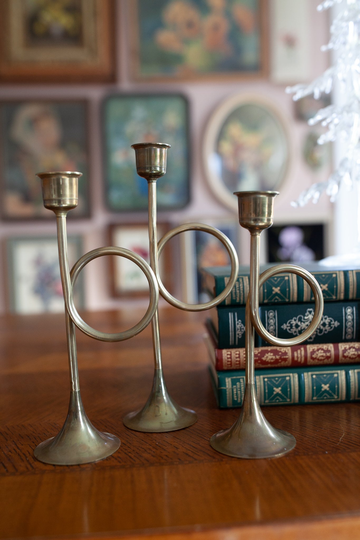 Vintage Candle Holders- Brass Candlesticks- Brass Christmas Candlesticks -Trumpet brass candlesticks