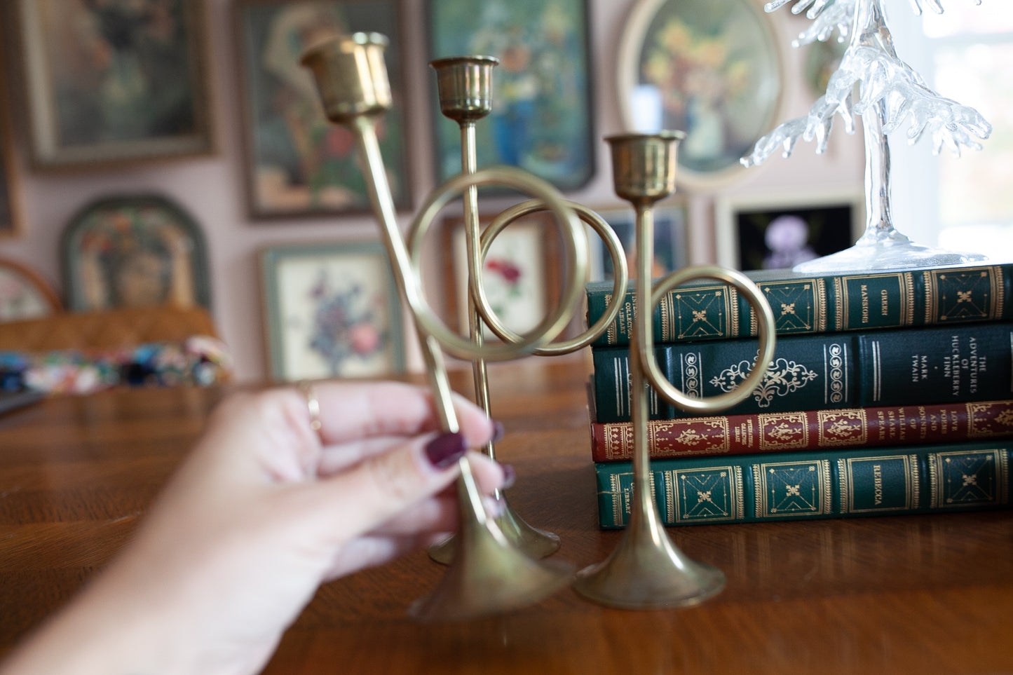 Vintage Candle Holders- Brass Candlesticks- Brass Christmas Candlesticks -Trumpet brass candlesticks