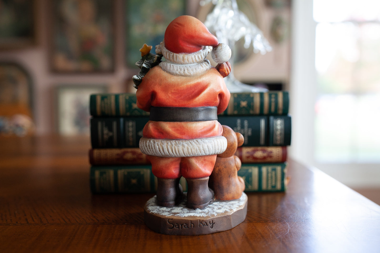 Christmas Anri- Santa- Vintage Wooden Carved Santa - Santa and Teddy Bear -Limited Edition Made in Italy