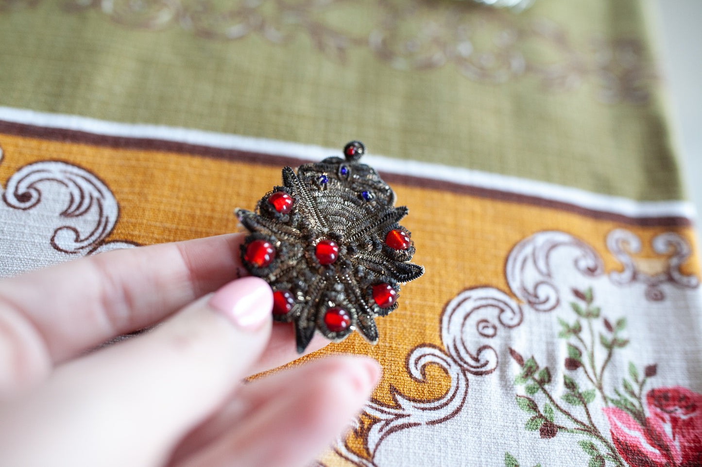Vintage Embroidered Brooch