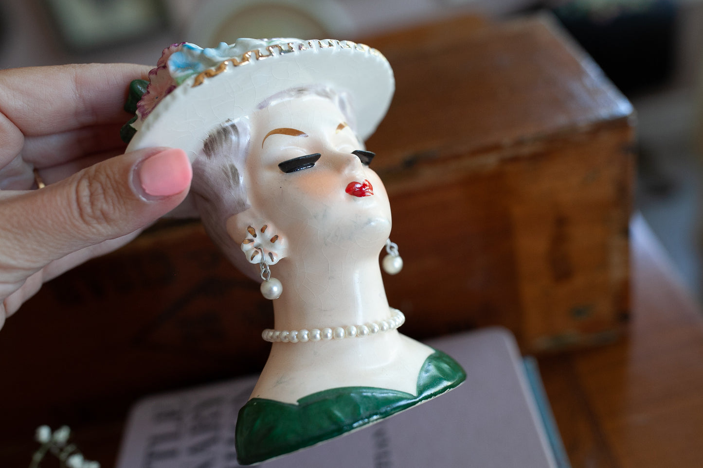 Vintage Lady Head Vase - Sonsco Hat Lady