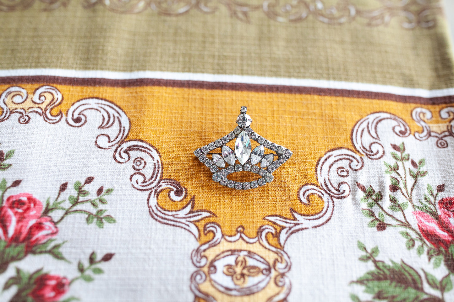 Vintage Crown Brooch- Tiara- Crown - Lapel Pin