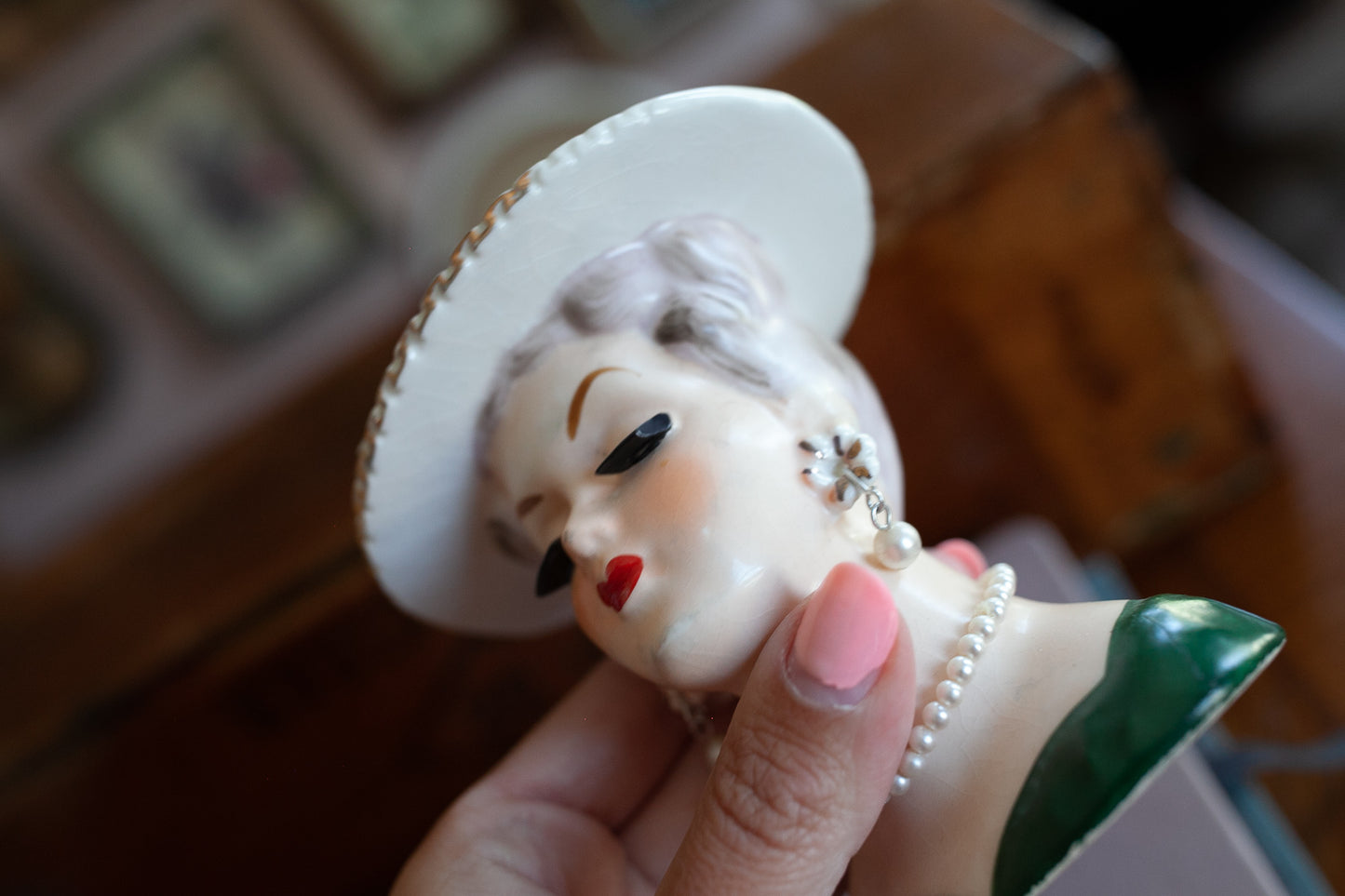 Vintage Lady Head Vase - Sonsco Hat Lady