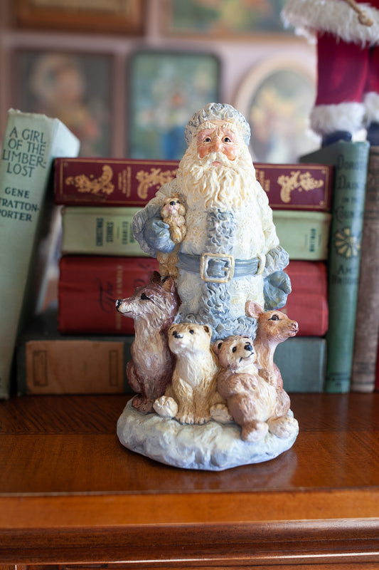 Vintage Santa- Christmas Decor -Blue and White Santa