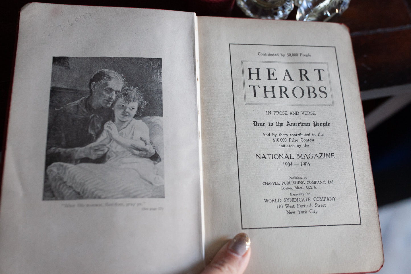 Heart Throbs Vol 1 and Vol 2- Antique Red Books-Antique Hardcover Two Volume Book Set Heart Throbs The Old Scrap Book