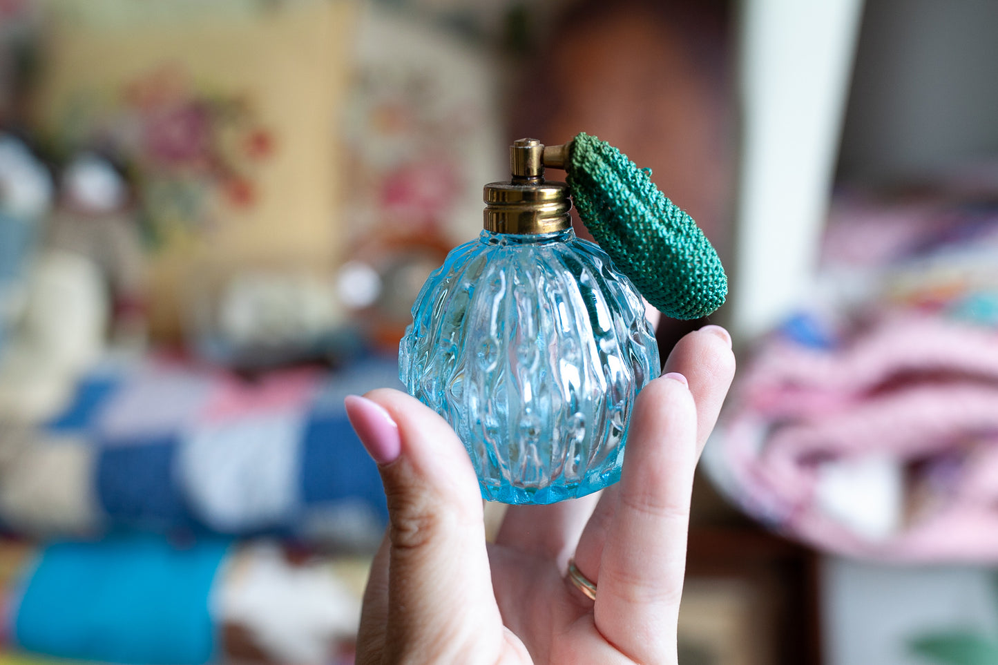 Vintage Perfume Bottle- Blue Glass Perfume bottle
