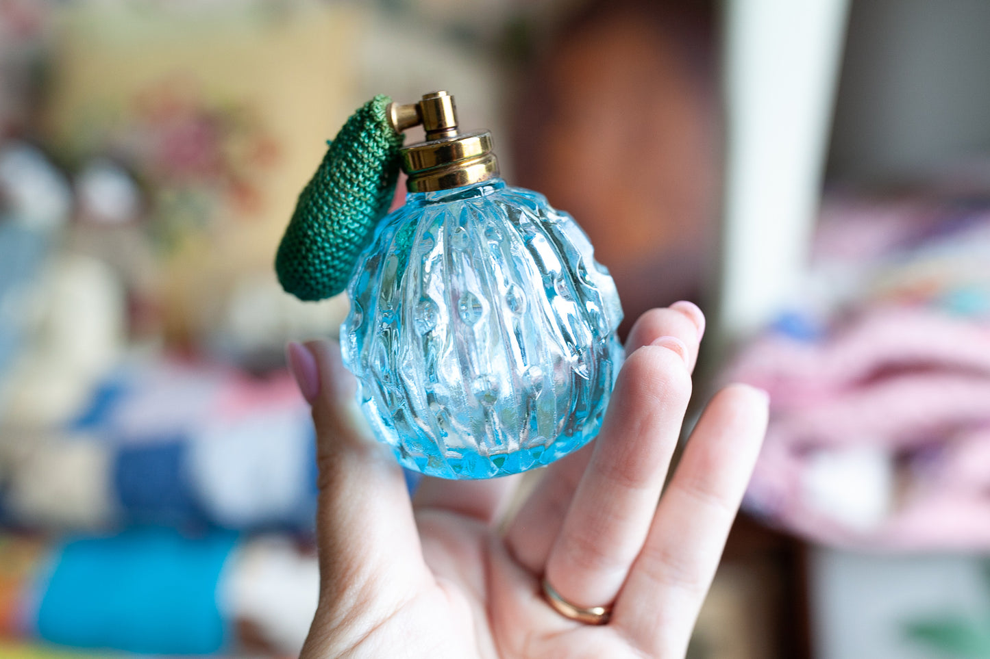 Vintage Perfume Bottle- Blue Glass Perfume bottle