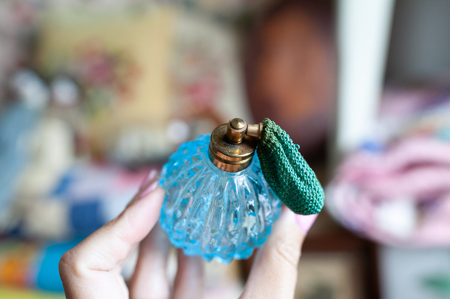 Vintage Perfume Bottle- Blue Glass Perfume bottle