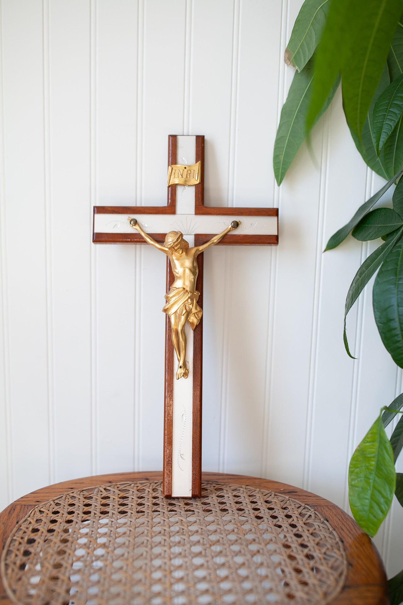 Vintage Crucifix - Gold and Wood
