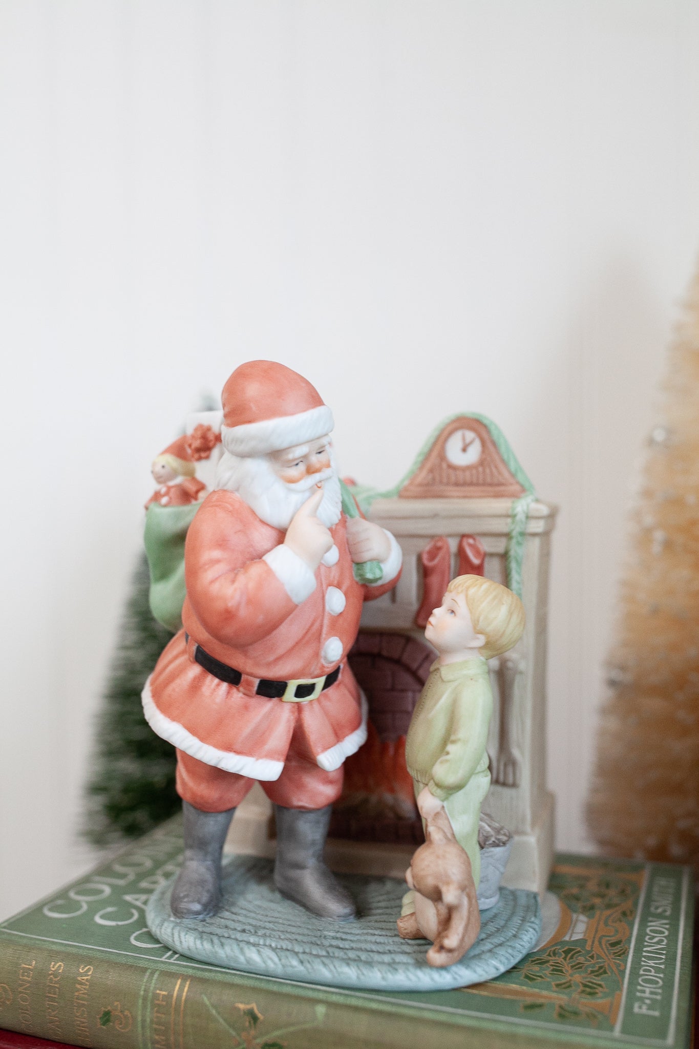 Vintage Santa- Santa and little Boy- Music Box