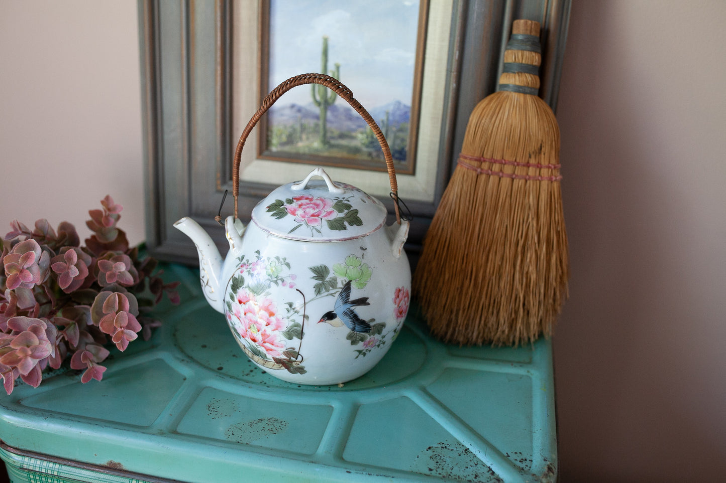Vintage Teapot - Bird Teapot -Small Porcelain Teapot
