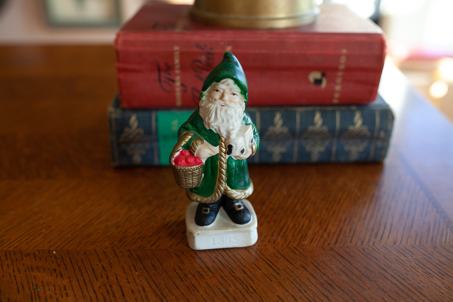 Vintage Santa Claus- Green Santa -Porcelain