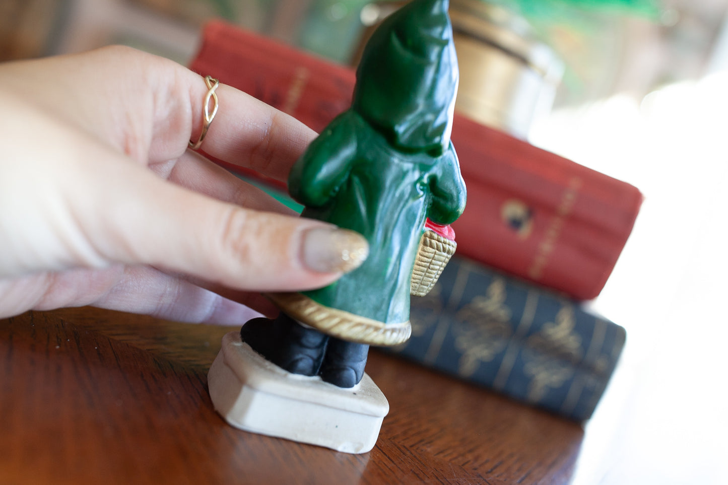 Vintage Santa Claus- Green Santa -Porcelain