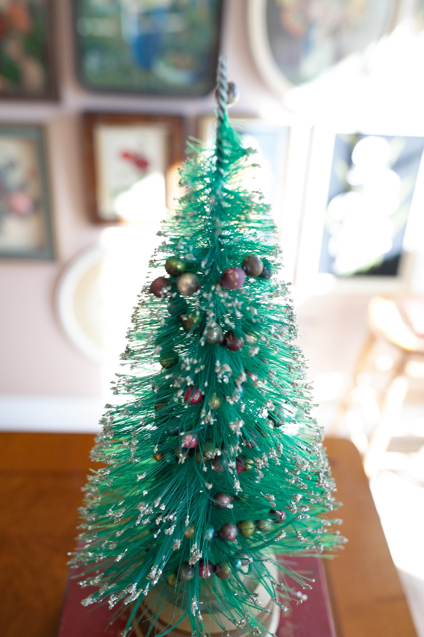 Vintage Bottle Brush Tree- spinning vintage tree- Vintage Christmas Tree