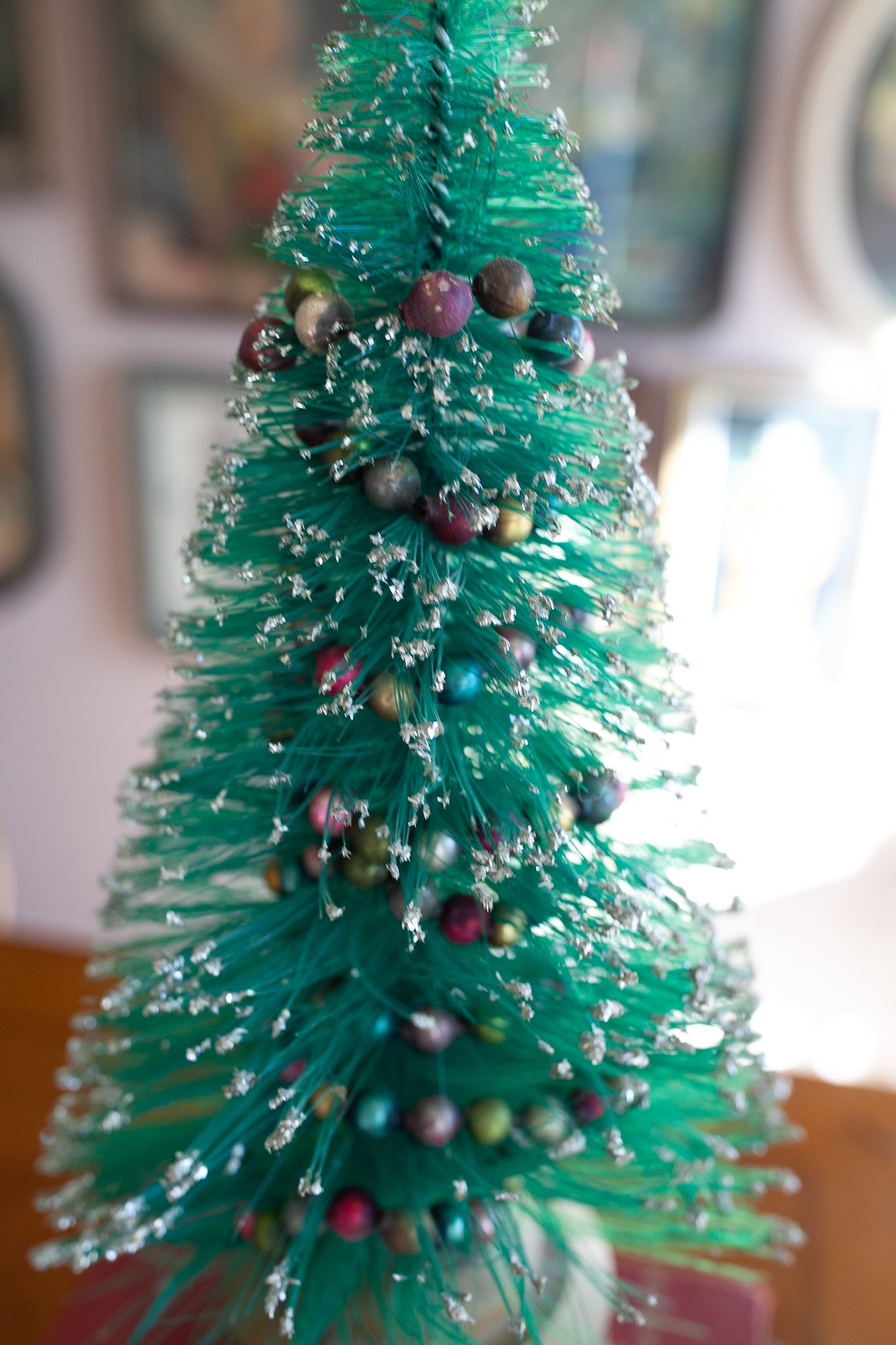 Vintage Bottle Brush Tree- spinning vintage tree- Vintage Christmas Tree