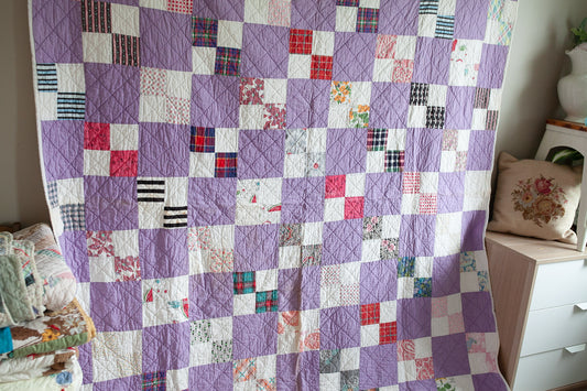 Vintage Quilt - Purple Quilt - Patchwork Quilt