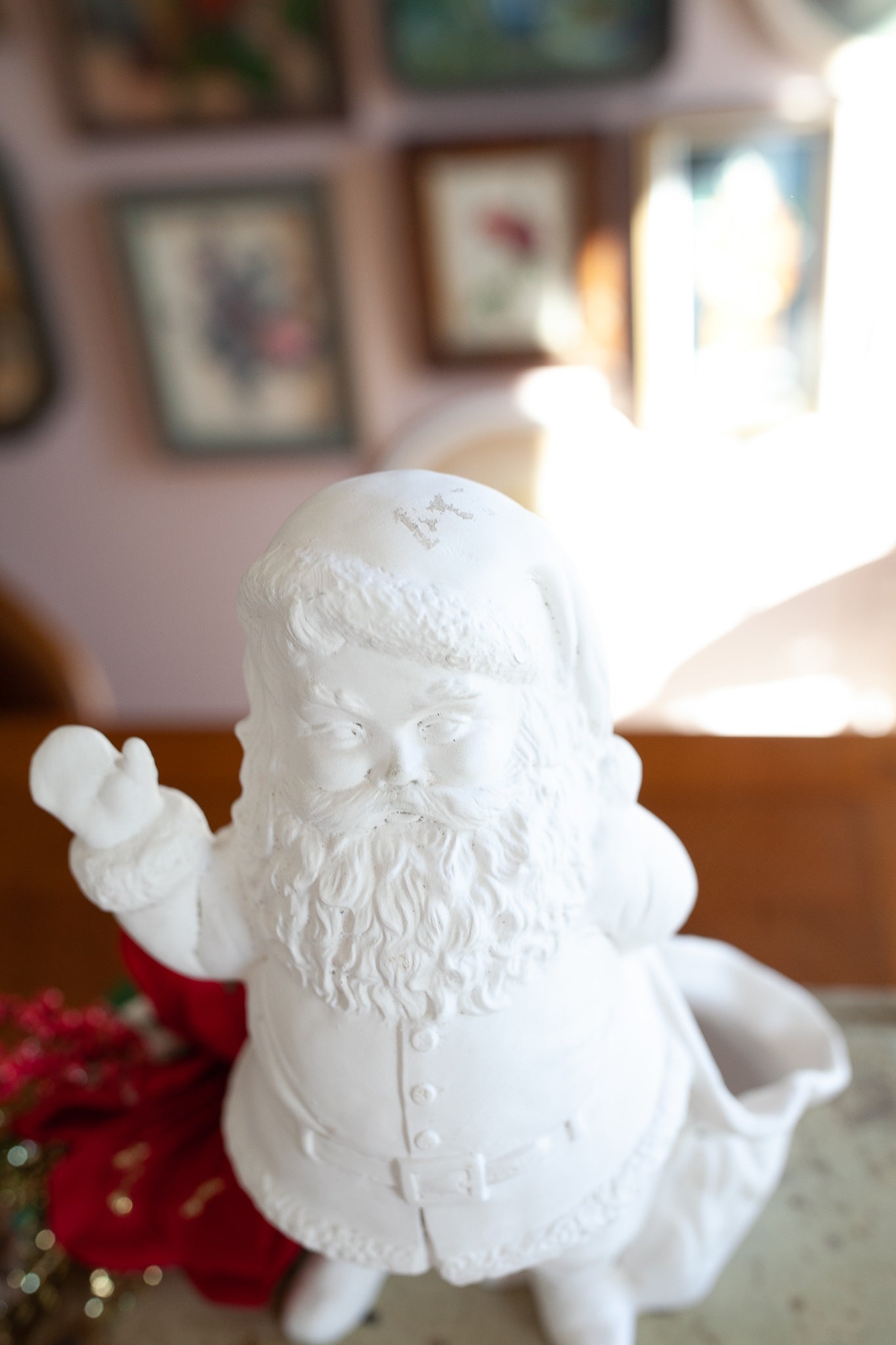 Vintage Santa- White Ceramic Santa Claus- Planter