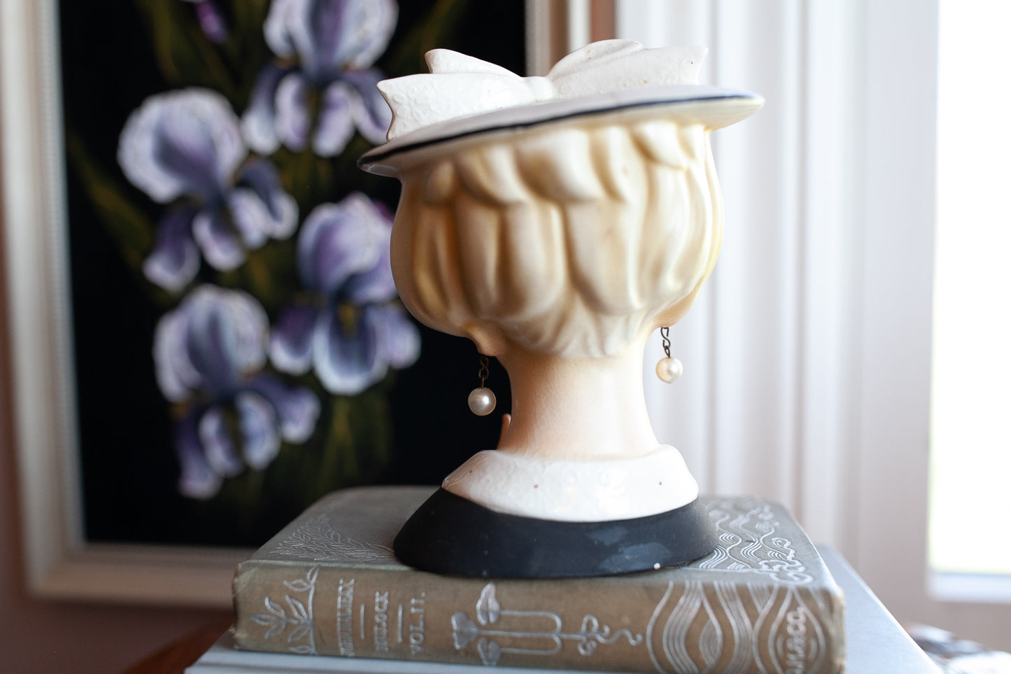 Vintage Lady Head Vase- Velco 3749 Head vase- Bow Head Vase