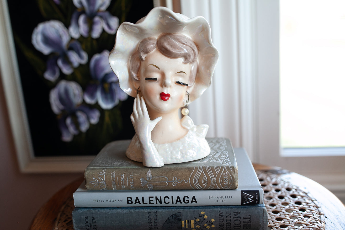 Vintage Head Vase -Lady Head Vase -Pearly Lady