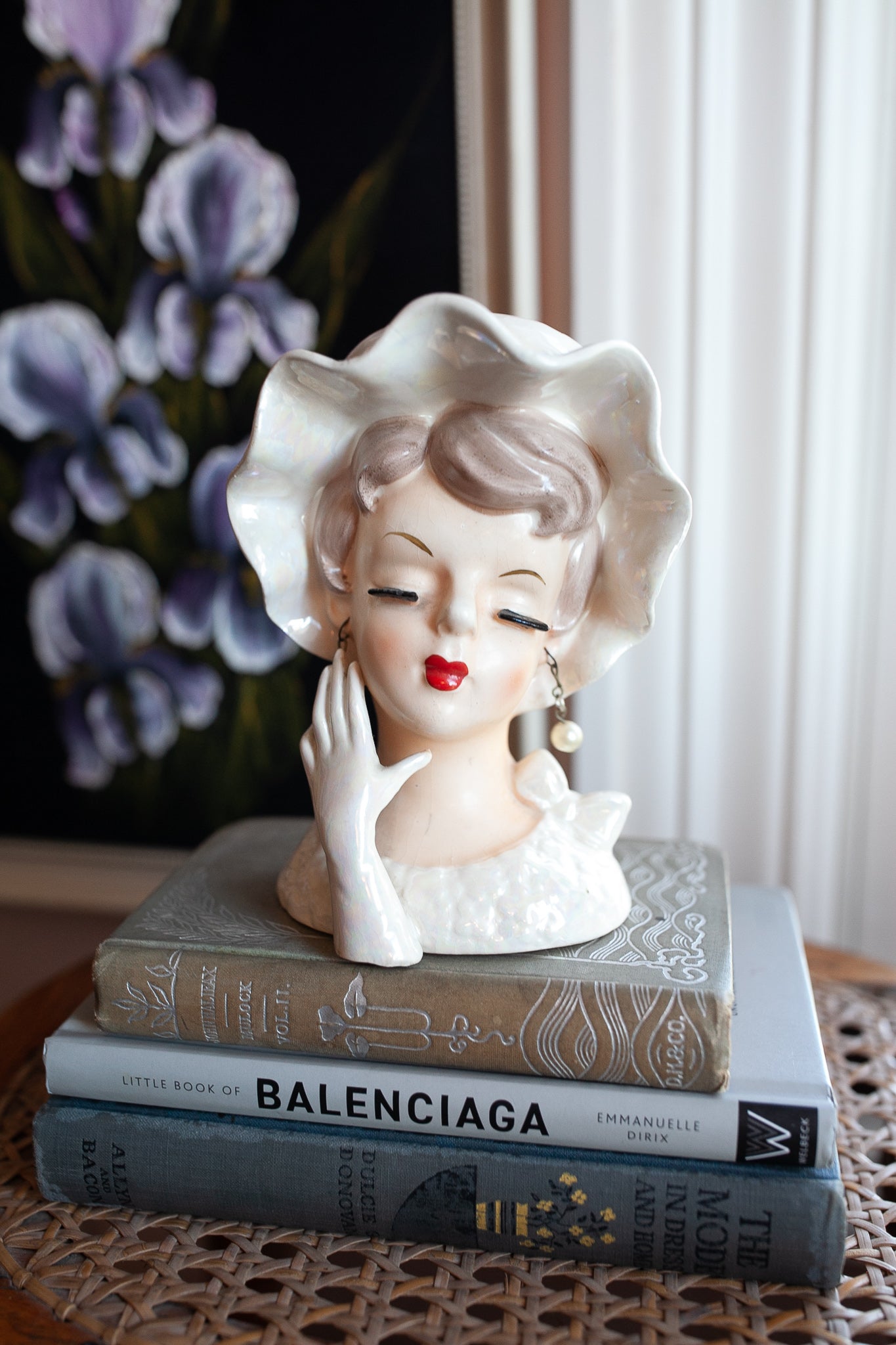 Vintage Head Vase -Lady Head Vase -Pearly Lady