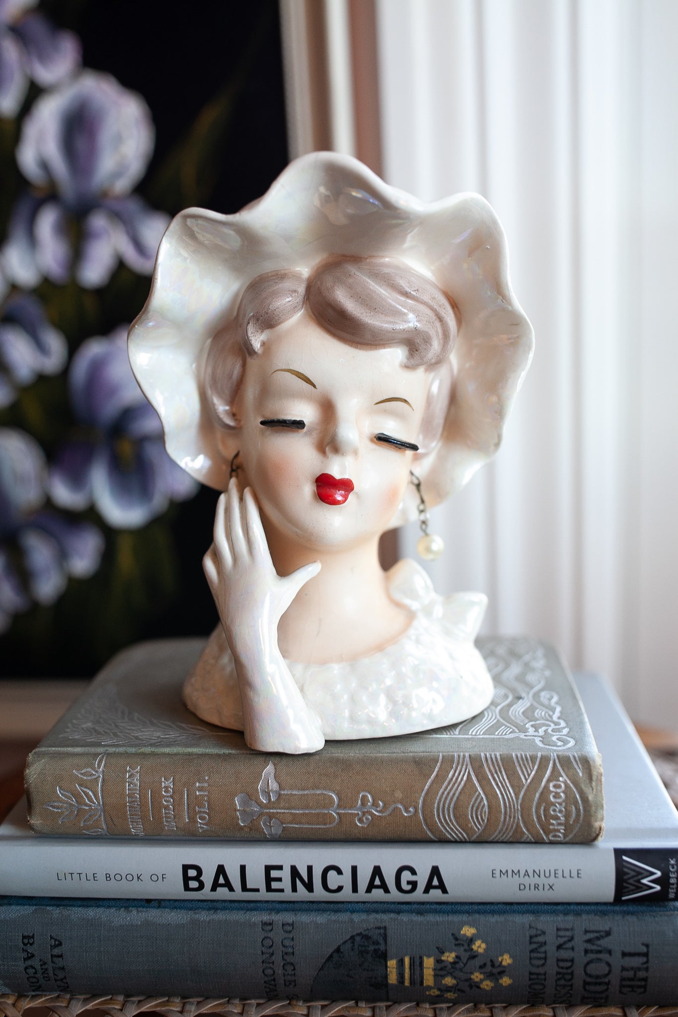 Vintage Head Vase -Lady Head Vase -Pearly Lady