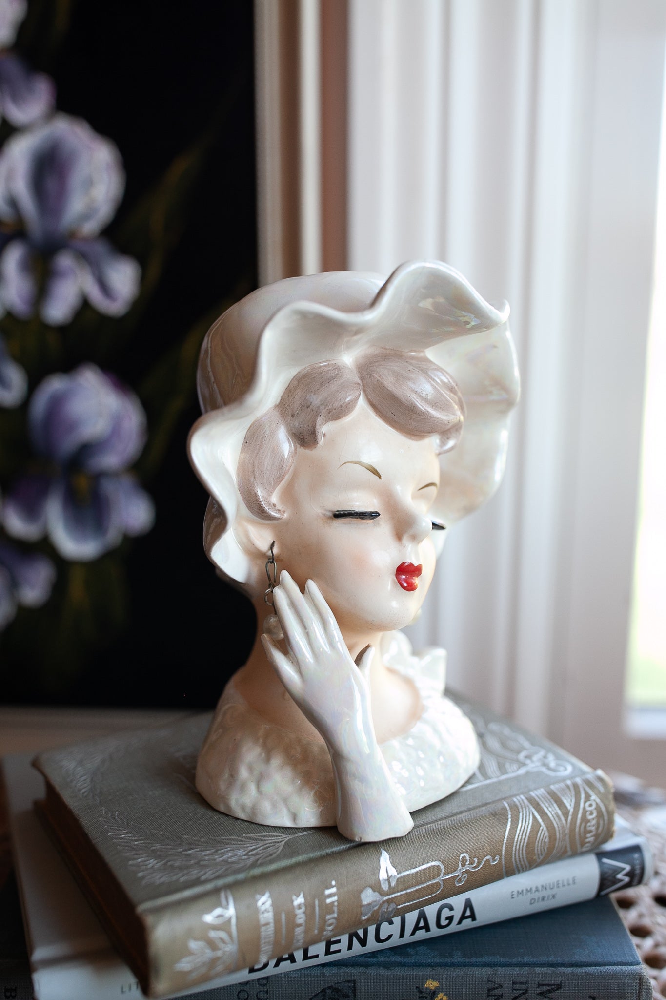 Vintage Head Vase -Lady Head Vase -Pearly Lady