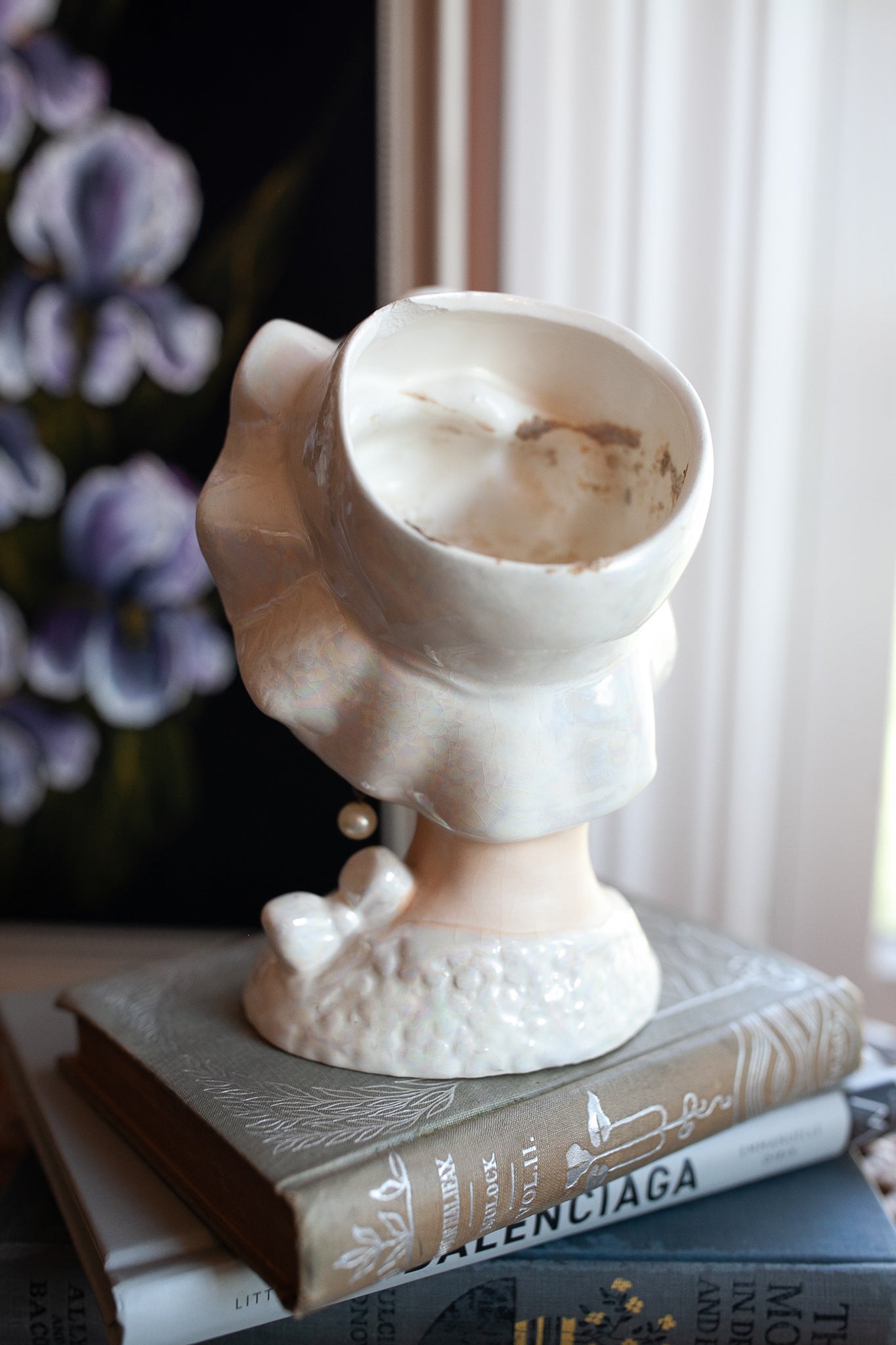 Vintage Head Vase -Lady Head Vase -Pearly Lady