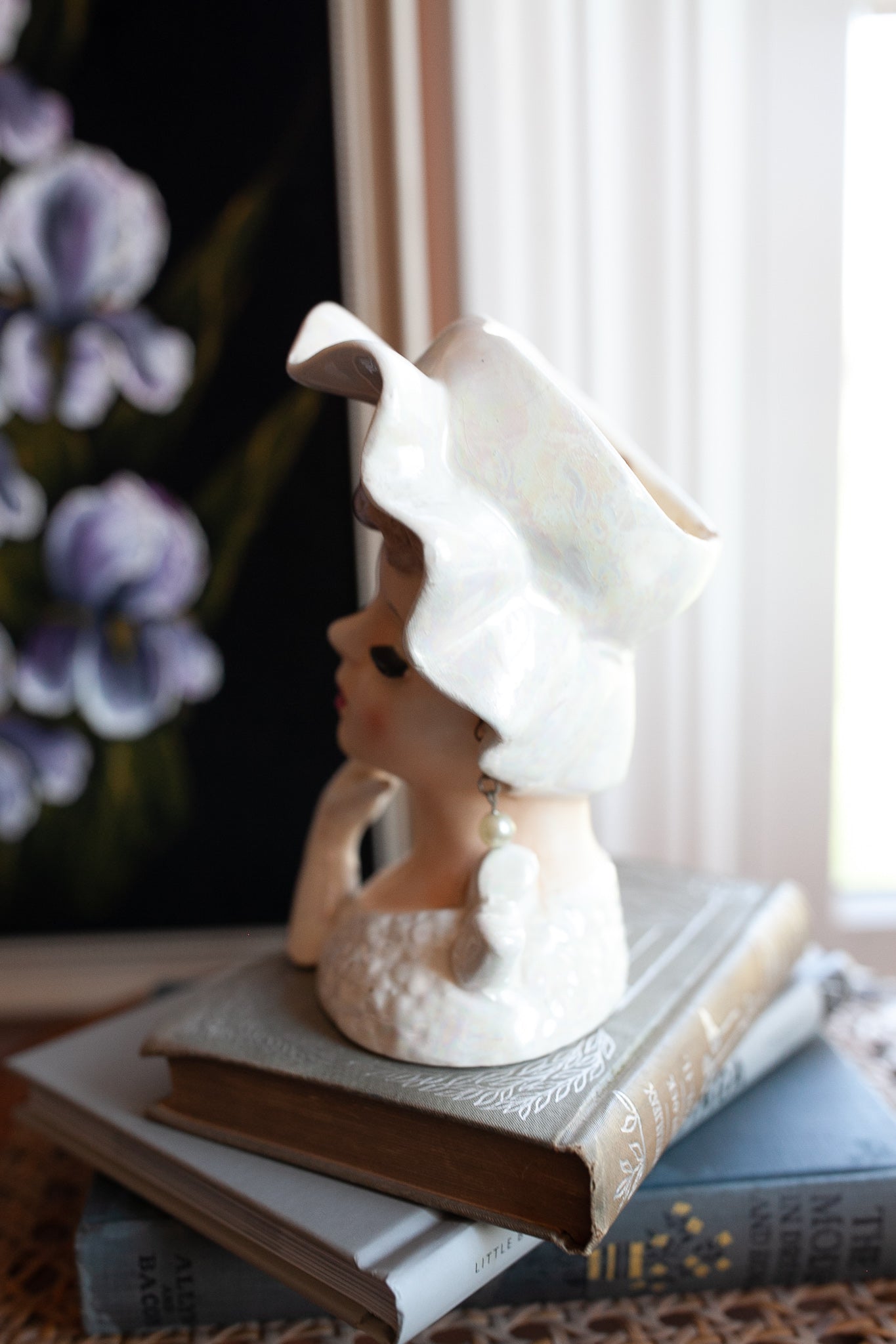 Vintage Head Vase -Lady Head Vase -Pearly Lady