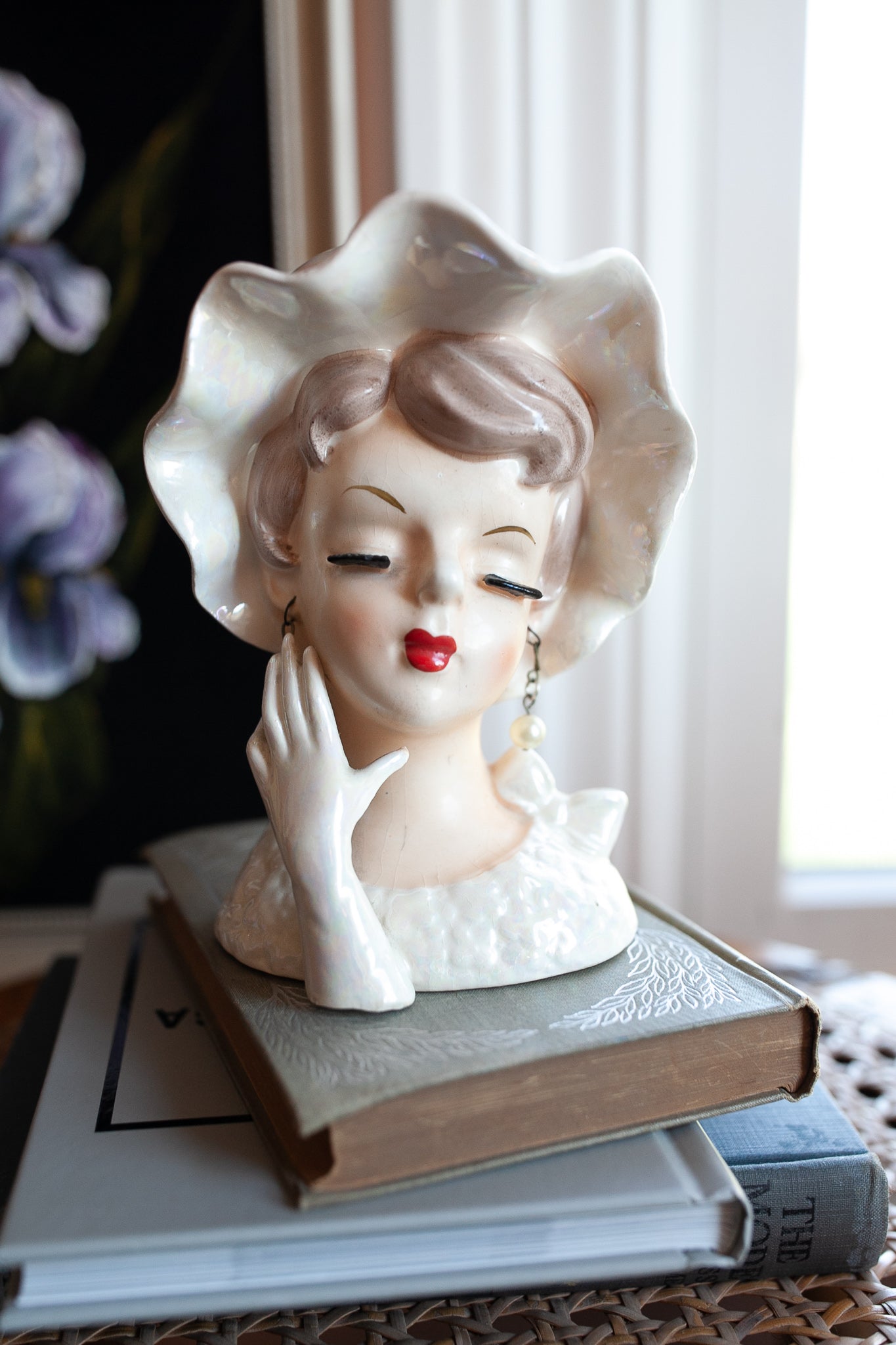 Vintage Head Vase -Lady Head Vase -Pearly Lady