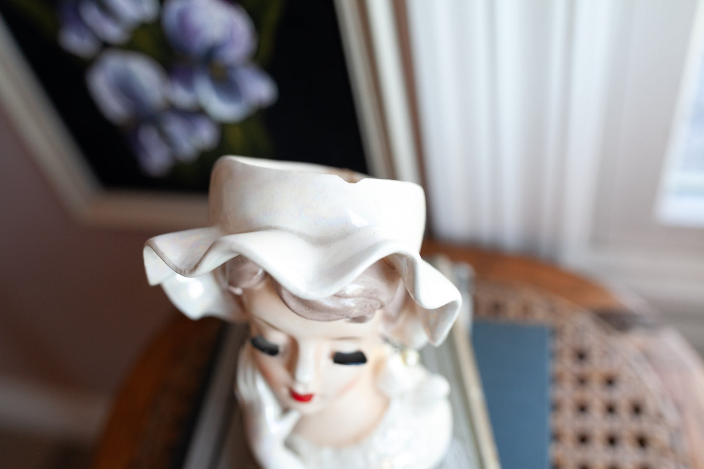 Vintage Head Vase -Lady Head Vase -Pearly Lady